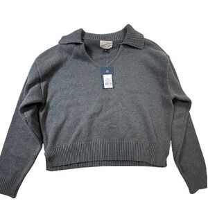Universal Thread Womens XL Charcoal Gray Polo Collar Cropped Sweater NWT